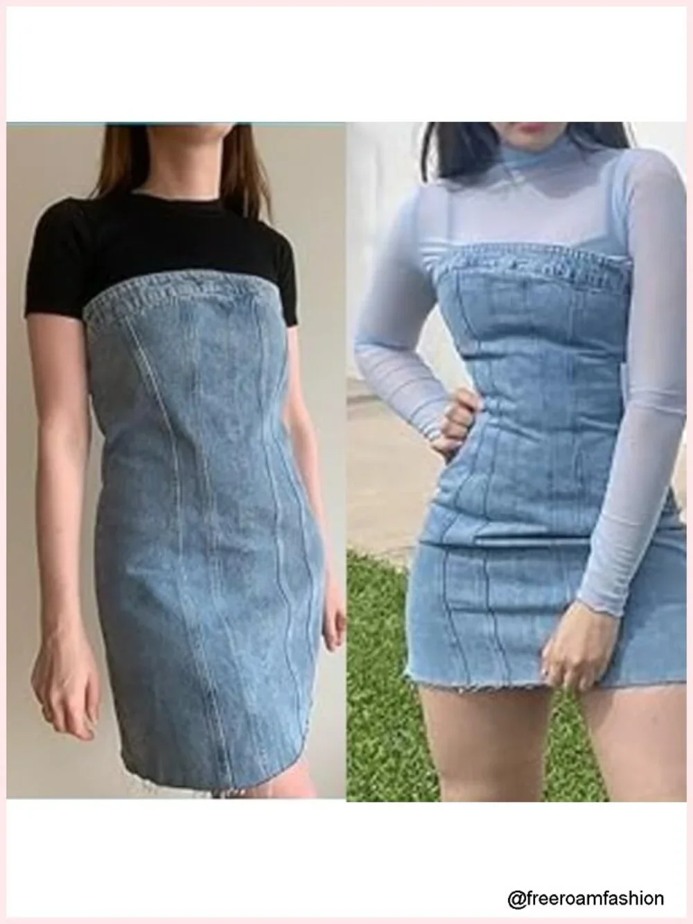 Strapless Denim Corset Tube Bodycon Mini Dress Y2K Clubwear - Picture 3 of 6